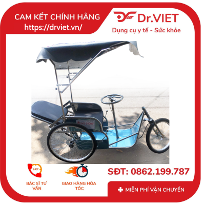 Xe lắc tay bằng inox ngã nằm có mui - Đức Cường