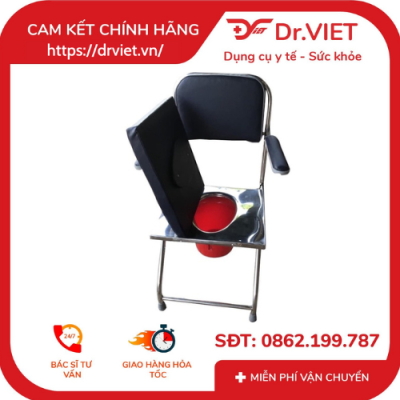 Ghế vệ sinh mặt inox không bánh xe ( Chính Hãng ) Đức Cường - Có thể gắp gọn 10 Ghế vệ sinh mặt inox không bánh xe ( Chính Hãng ) Đức Cường - Có thể gắp gọn