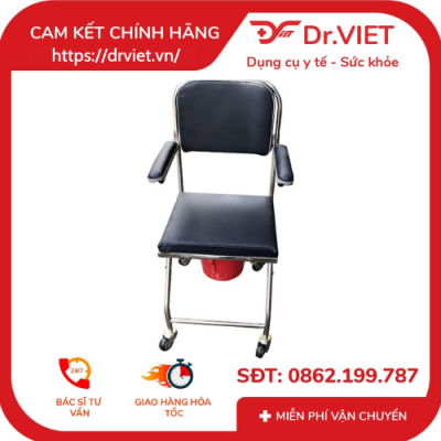 Ghế vệ sinh mặt inox có bánh xe ( Chính hãng ) Đức Cường - có thể gắp gọn 8 Ghế vệ sinh mặt inox có bánh xe ( Chính hãng ) Đức Cường - có thể gắp gọn