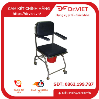 Ghế vệ sinh mặt inox có bánh xe ( Chính hãng ) Đức Cường - có thể gắp gọn 10 Ghế vệ sinh mặt inox có bánh xe ( Chính hãng ) Đức Cường - có thể gắp gọn
