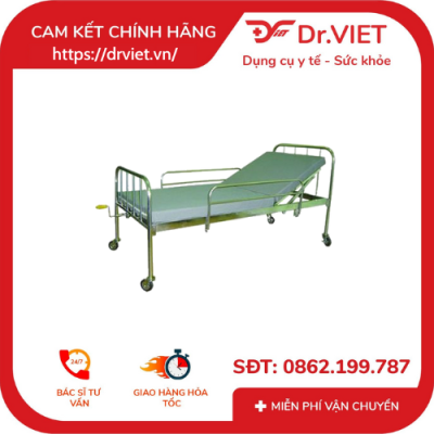 Giường 1m2 có 1 tay quay có nệm thanh chắn và bánh xe Đức Cường 9 Giường 1m2 có 1 tay quay có nệm thanh chắn và bánh xe Đức Cường