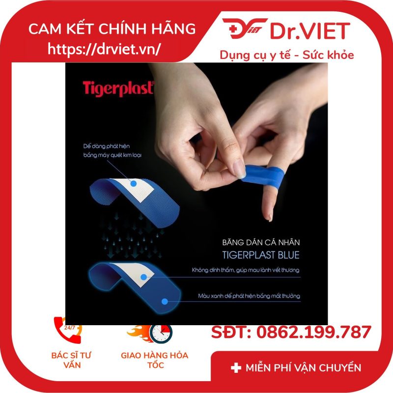Băng keo cá nhân có kim loại Tigerplast Blue chuẩn BRC & IFS dành cho ngành thực phẩm ( 100 miếng) 14 Băng keo cá nhân có kim loại Tigerplast Blue chuẩn BRC & IFS dành cho ngành thực phẩm ( 100 miếng)