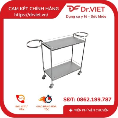 Xe đẩy y tế inox 35x50 2 tầng 2 vòng thau DCG28 16 Xe đẩy y tế inox 35x50, 2 tầng, 2 vòng thau DCG28 Đức Cường