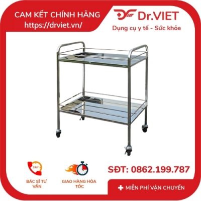Xe đẩy y tế inox 50x80 2 tầng DCG36 Đức Cường