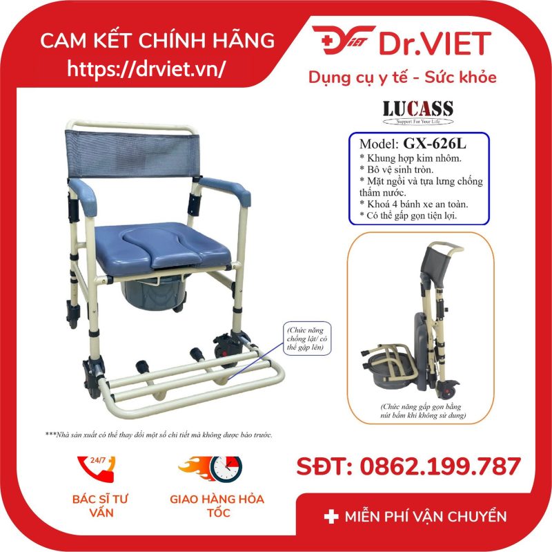 Ghế bô vệ sinh nhôm khung vàng LUCASS GX-626L