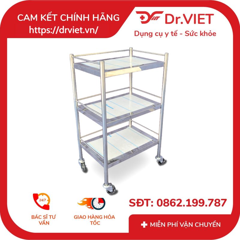 Xe Đẩy Inox 40x60 3 Tầng DCG34