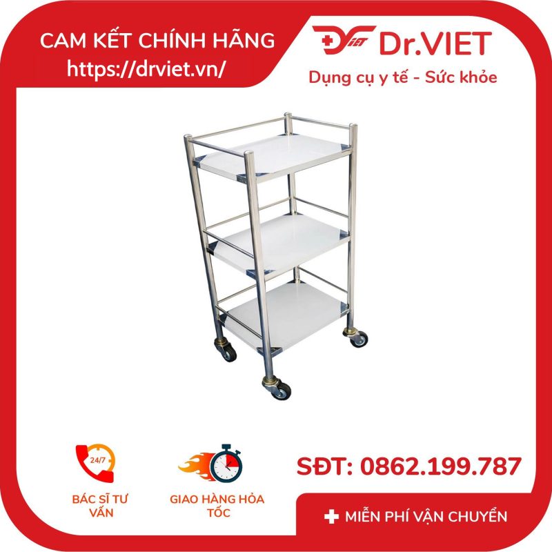 Xe Đẩy Inox 40x60 3 Tầng DCG34