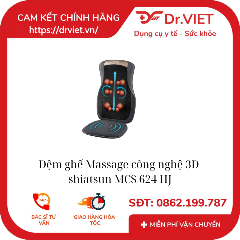 Đệm ghế massage HoMedics MCS-624HJ công nghệ 3D Shiatsu kèm nhiệt