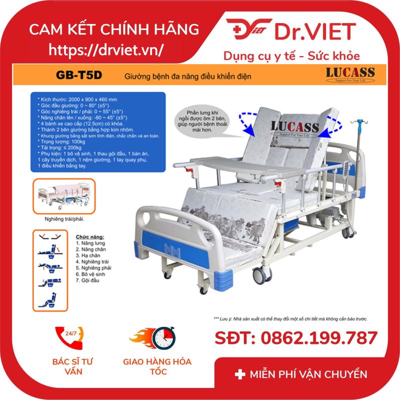 Giường Bệnh Nhân Điện Đa Năng Lucass GB-T5E