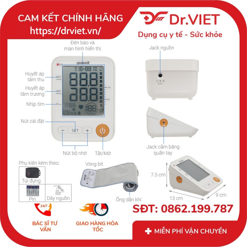 Máy đo huyết áp bắp tay Yuwell YE650A 14 Máy đo huyết áp bắp tay Yuwell YE650A