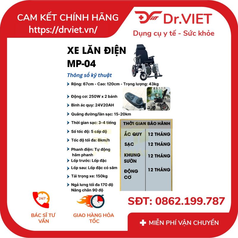 XE LĂN ĐIỆN POWER MP- 04 14 XE LĂN ĐIỆN POWER MP- 04