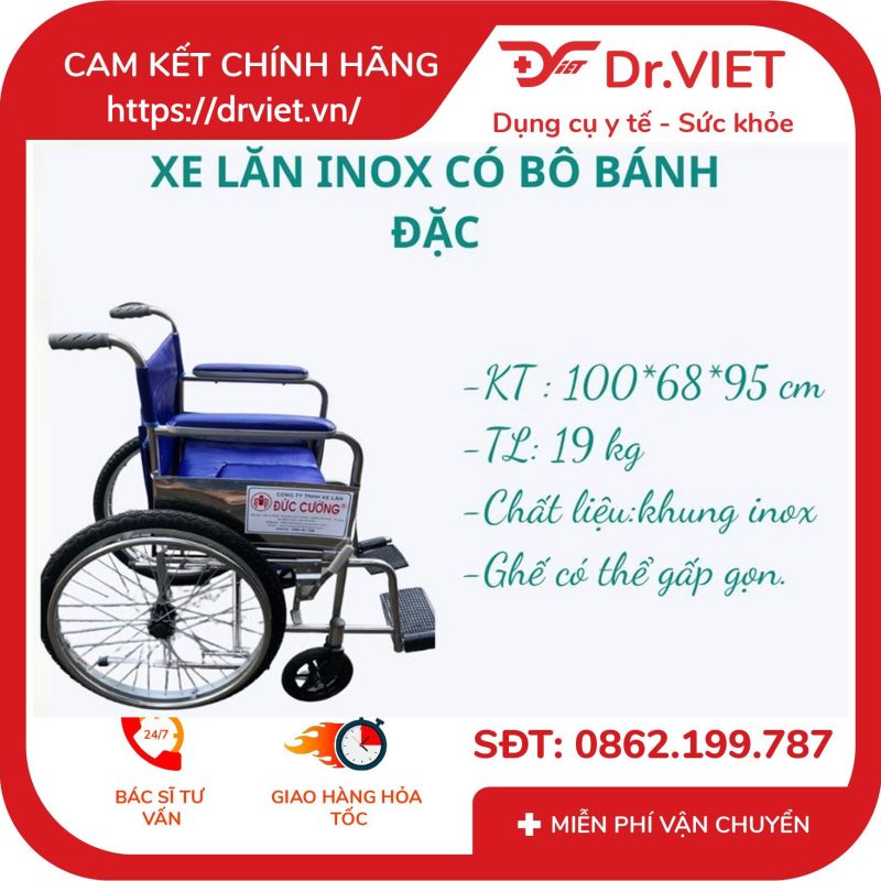 Xe lăn tay inox Đức Cường DCX02