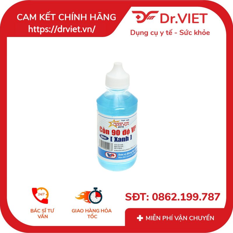 Cồn Xanh 90 độ Vĩnh Phúc hỗ trợ sát trùng vết thương ngoài (60ml)