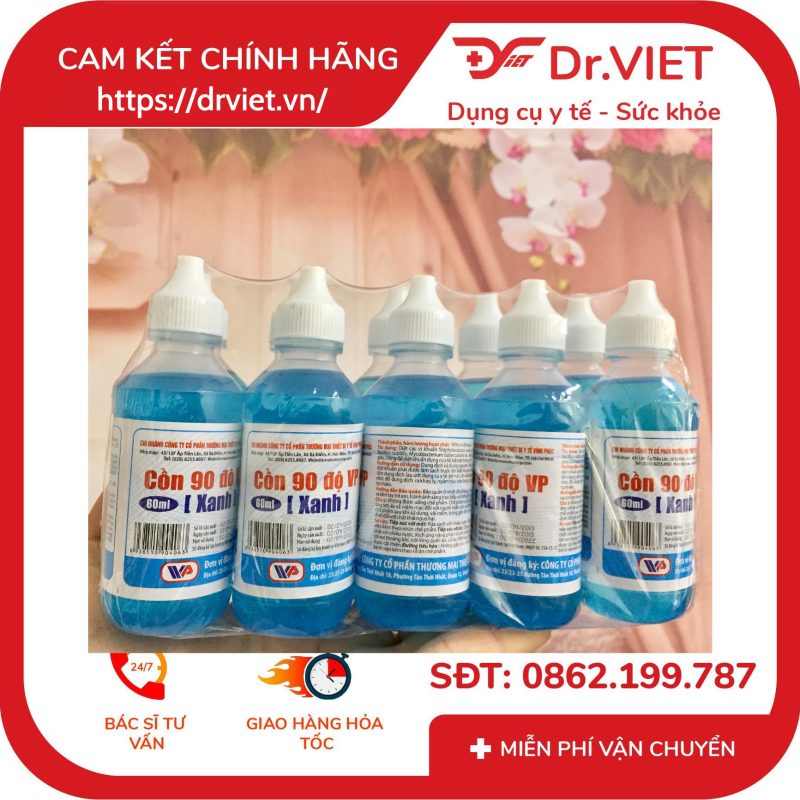Cồn Xanh 90 độ Vĩnh Phúc hỗ trợ sát trùng vết thương ngoài (60ml)