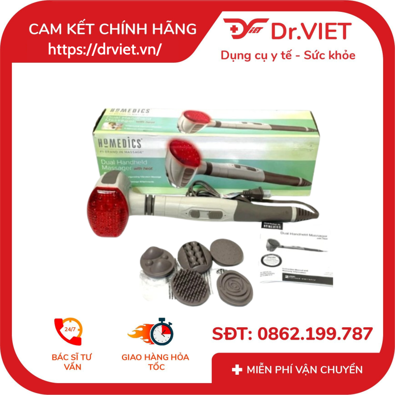Máy massage cầm tay đèn hồng ngoại kèm nhiệt