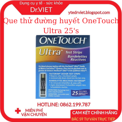 Que thử đường huyết OneTouch Ultra 25's đo lượng đường trong máu chính xác, cho kết quả nhanh để theo dõi sức khỏe tốt được chỉ định dùng để theo dõi đường huyết tại nhà - Drviet
