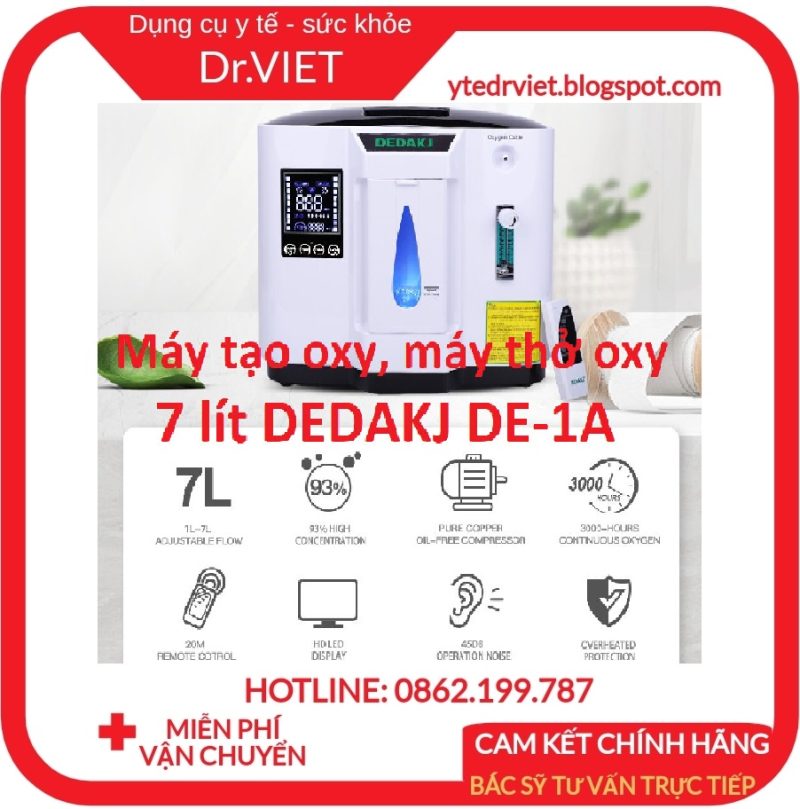 Máy tạo oxy máy thở oxy 7 lít DEDAKJ DE-1A- Máy tạo oxy tại nhà cho người già người bệnh ốm người thiếu oxy khó thở