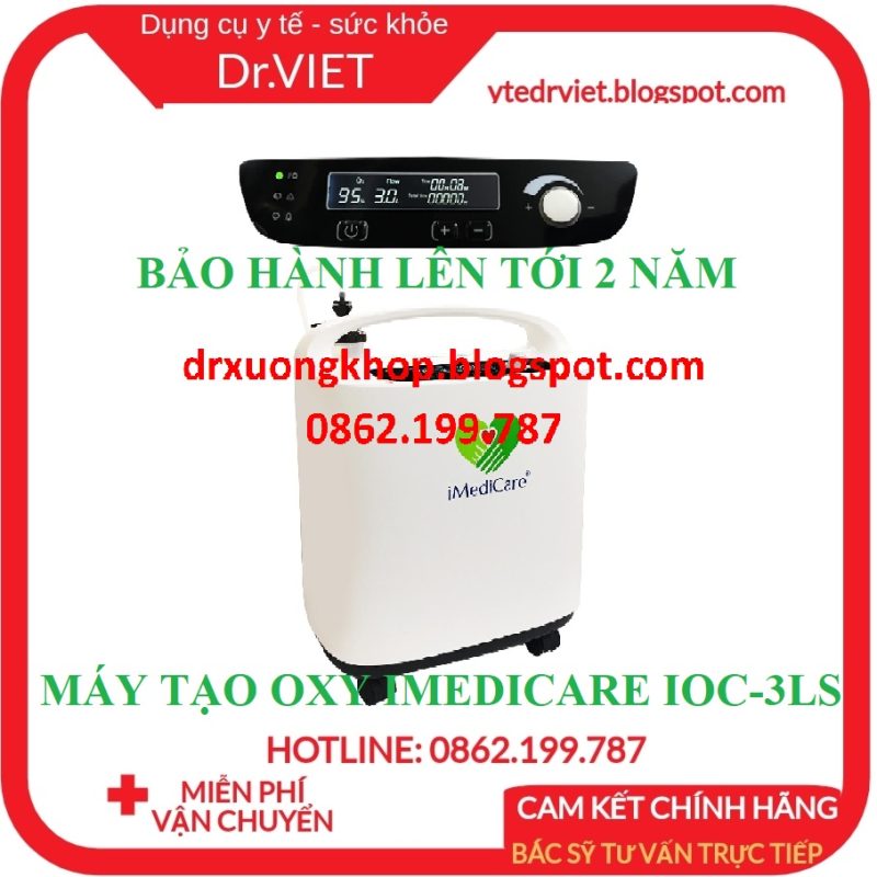 MÁY TẠO OXY IMEDICARE IOC-3LS- Cung cấp oxy tại nhà cho người già, bệnh nhân khó thở, tức ngực, bệnh hô hấp, hen suyễn- Bảo hành chính hãng 12 tháng