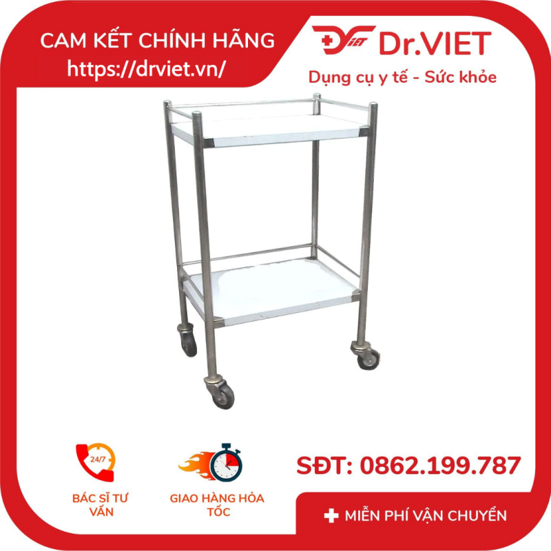 Xe đẩy inox 2 tầng AB DCG20