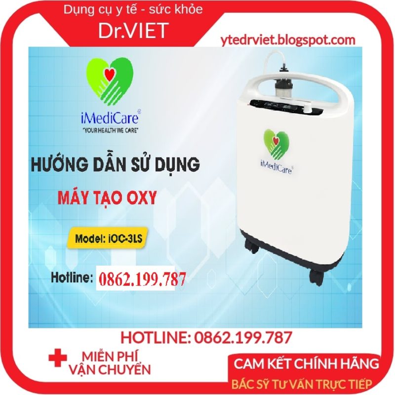 MÁY TẠO OXY IMEDICARE IOC-3LS- Cung cấp oxy tại nhà cho người già, bệnh nhân khó thở, tức ngực, bệnh hô hấp, hen suyễn- Bảo hành chính hãng 12 tháng