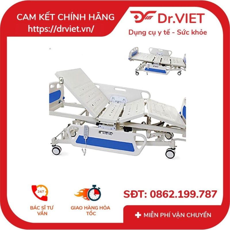 Alternative view of Giường Cấp Cứu ICU TJM-GD08 có các chức năng: Nâng lưng góc 0-70 độ, phù hợp với những người bệnh bị trào ngược dạ dày, người bệnh có các bệnh liên quan đến đường hô hấp.