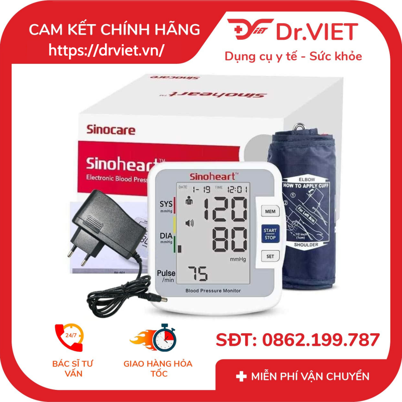 Máy Đo Huyết Áp Điện Tử Bắp Tay Và Nhịp Tim [Chính hãng] Sinocare Sinoheart BA801 Thông minh cho kết quả nhanh, chính xác cao, có chức năng cảnh báo, an toàn với người tiểu đường và xơ vữa động mạch