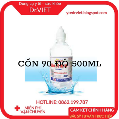 nước 90 độ 500ml Vĩnh Phúc dùng để tiệt trùng các dụng cụ y tế, sát trùng vết thương ngoài, sát khuẩn tay, vệ sinh hiệu quả diệt khuẩn, diệt khuẩn dụng cụ y tế, bề mặt trong y tế - DrViet