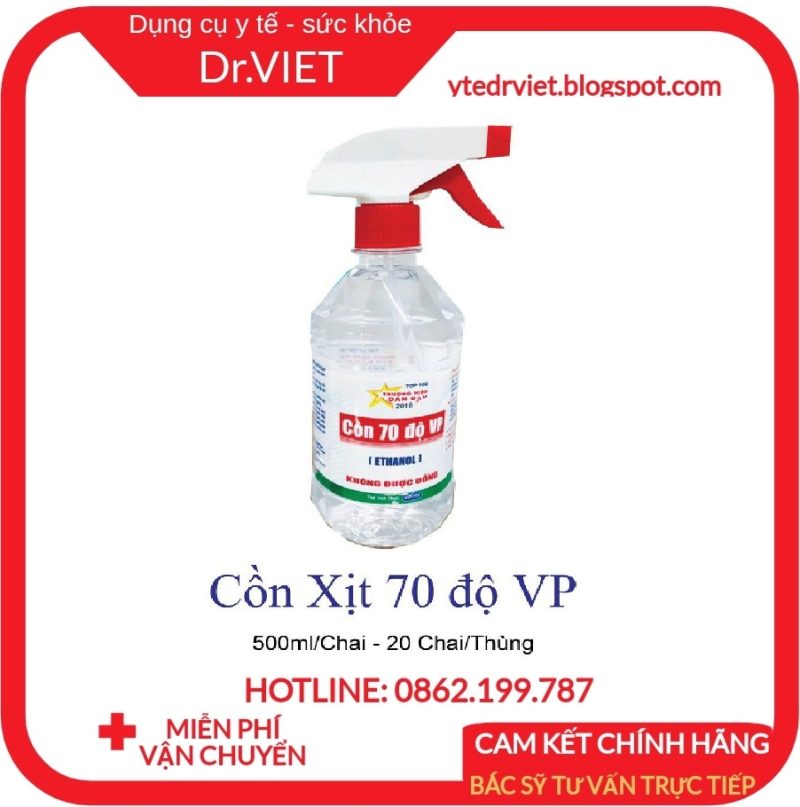 Cồn 70 độ Vĩnh Phúc chai xịt 500ml-Cồn Sát Trùng Diệt khuẩn Có Vòi Xịt, giúp diệt vi khuẩn, phòng dịch hiệu quả, an toàn