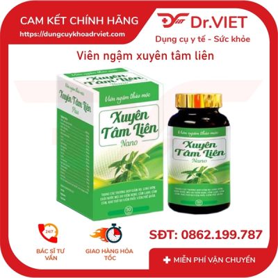 Viên ngậm Xuyên Tâm Liên Nano (dùng khi ho, long đờm, viêm họng, cảm lạnh, cảm cúm, khó thở do viêm phổi) DRVIET 4 Viên ngậm Xuyên Tâm Liên Nano (dùng khi ho, long đờm, viêm họng, cảm lạnh, cảm cúm, khó thở do viêm phổi) DRVIET