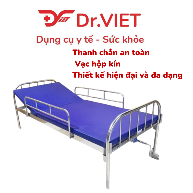 Giường 1 tay quay có thanh chắn + nệm DCG03