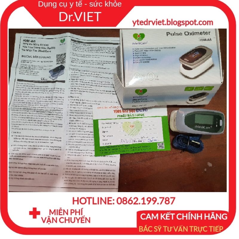 Máy đo nồng độ bão hòa Oxy trong máu (SPO2) và nhịp tim iMediCare iOM-A8- Chính hãng Singapore bảo hành 2 năm, Sử dụng cho cả trẻ em và người lớn, Chế độ cảnh báo SpO2 thấp và nhịp tim bất thường bằng âm thanh dùng cho mùa dịch