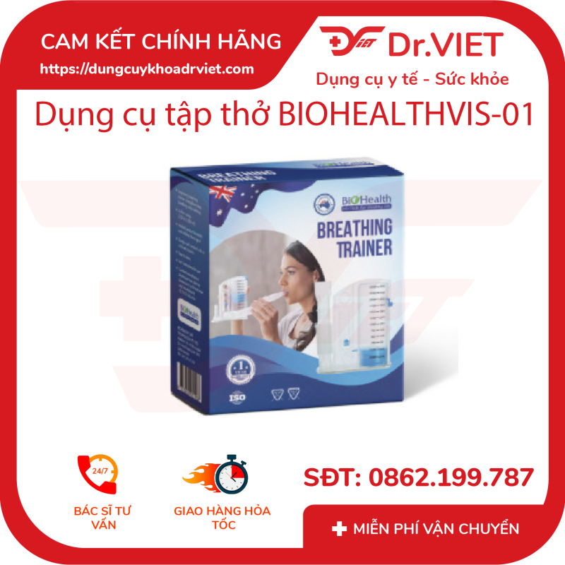 Dụng cụ tập thở BioHealth - VIS 01 hỗ trợ tập thở cho bệnh nhân mắc bệnh về hô hấp - phổi - Dr.Viet