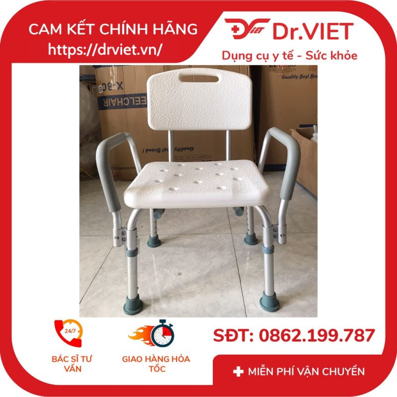 Ghế tắm khung nhôm tựa lưng SC-98TL Lucass chống trượt [Chính hãng]-Thiết kế vững chắc,an toàn cho người lớn tuổi