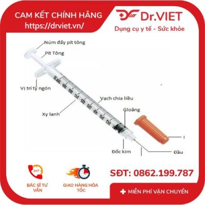 Xylanh sử dụng để tiêm insulin 100UI loại kim 30G x 8mm