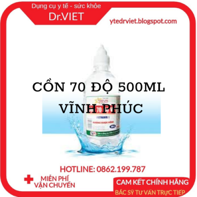 nước 70 độ 500ml Vĩnh Phúc dùng để xử lý làm sạch môi trường, sát khuẩn bề mặt vật dụng và có thể xử lý vi khuẩn trực tiếp trên con người, trên bề mặt da, sát khùng vết thương, diệt khuẩn, sát khuẩn dụng cụ y tế, DrViet