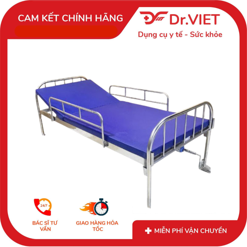 Giường 1 tay quay có thanh chắn + nệm DCG03