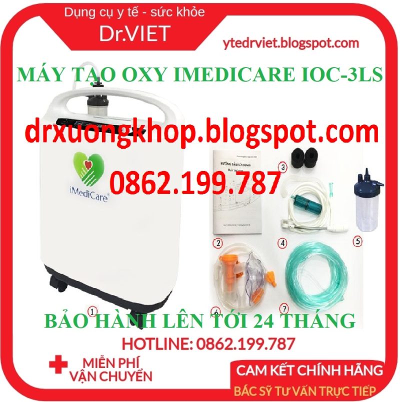 Máy tạo oxy iMediCare 3 lít / phút iOC-3LS- Cho người già người khó thở thể trạng yếu bệnh suy tim thiếu máu não suy thận suy giáp bệnh phổi giai đoạn giữa và cuối bệnh tai biến đột quỵ tạo oxy với độ tinh khiết ≥93%,thở oxy tại nhà