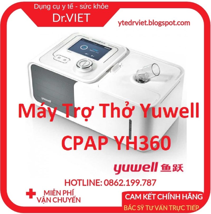 Máy trợ thở Yuwell CPAP YH360 chính hãng cao cấp-Ngăn ngừa hội chứng khó thở, ngưng thở khi ngủ, ngủ ngáy- Bảo hành 1 năm
