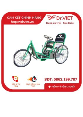 Xe lăn tay sơn tĩnh điện không mui Đức Cường - xe lăn cho người già, người khuyết tật