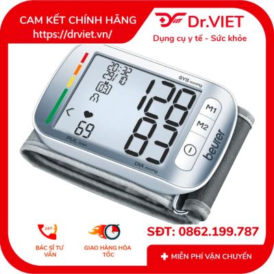 Máy đo huyết áp cổ tay điện tử cảm ứng Beurer BC50 Chính hãng - Nhập khẩu Đức, độ chính xác cao,công nghệ Châu âu, cảnh báo nhịp tim, thiết kế gọn nhẹ, sử dụng pin, bảo hành 36 tháng