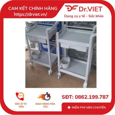 Xe đẩy dụng cụ tiêm nhựa ABS, loại 2 tầng cỡ vừa, 1 hộc kéo size M 7 Xe đẩy dụng cụ tiêm nhựa ABS, loại 2 tầng cỡ vừa, 1 hộc kéo size M
