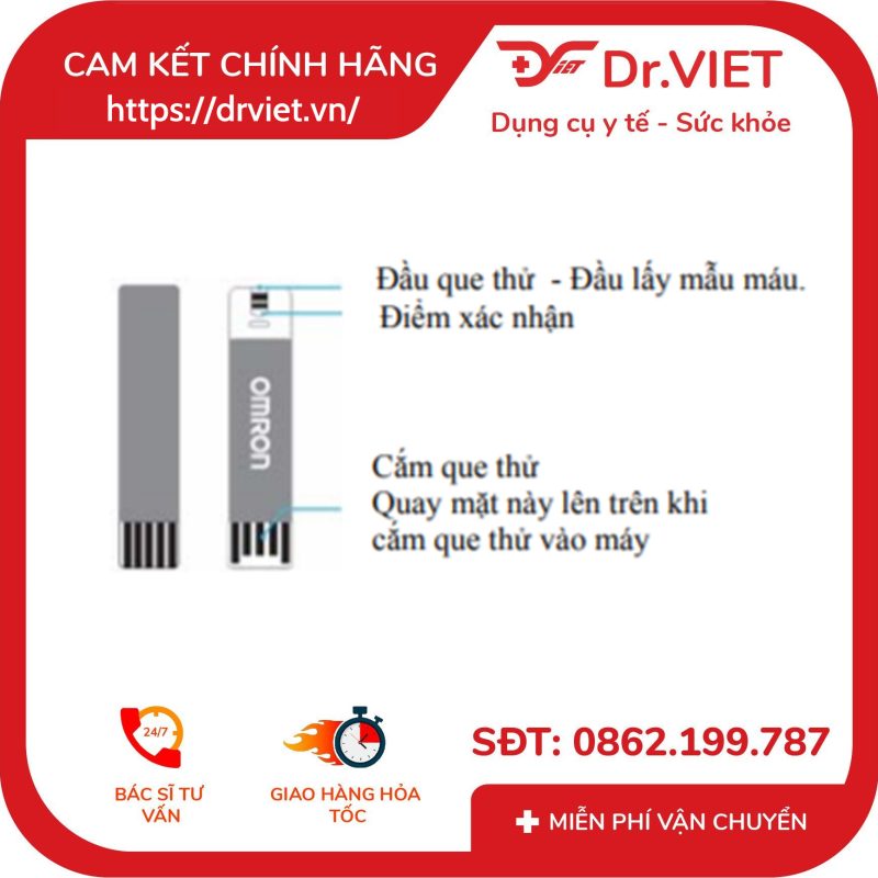 Que thử Đường Huyết Omron HMG-112 hộp 25 que 14 Que thử Đường Huyết Omron HMG-112 hộp 25 que