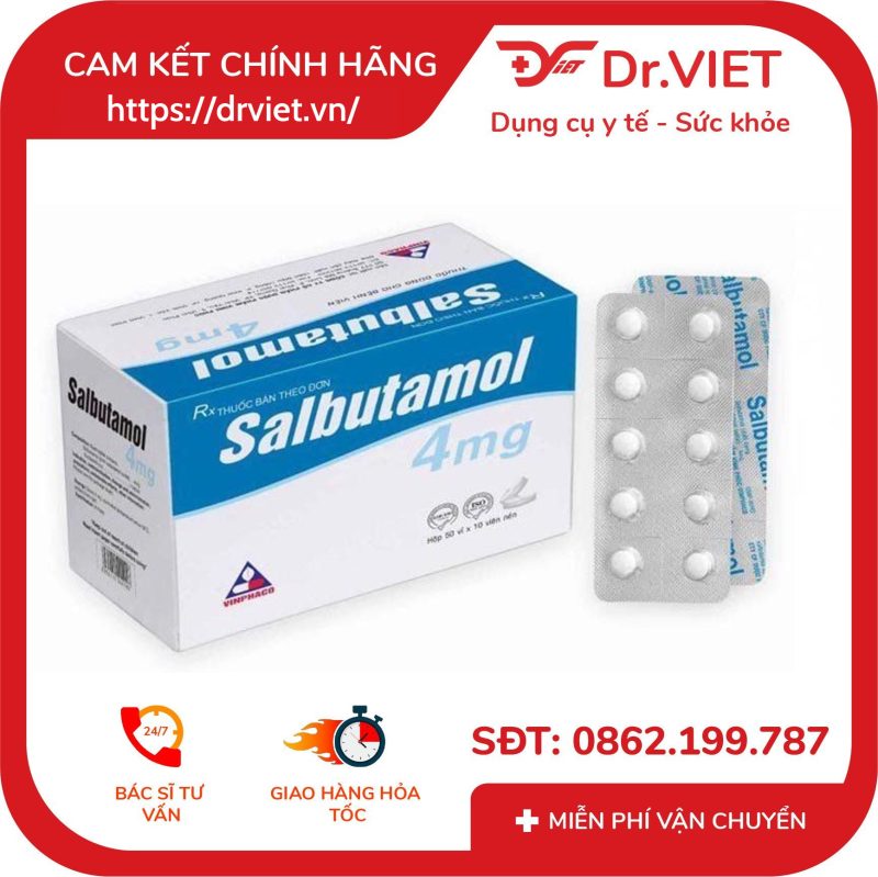 Thuốc điều trị hen suyễn, viêm phế quản Salbutamol - Viên nén 2mg,4mg