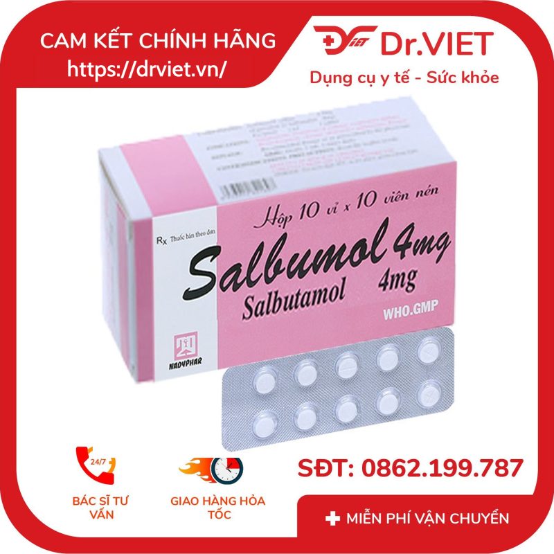 Thuốc điều trị hen suyễn, viêm phế quản Salbutamol - Viên nén 2mg,4mg 9 Thuốc điều trị hen suyễn, viêm phế quản Salbutamol - Viên nén 2mg,4mg