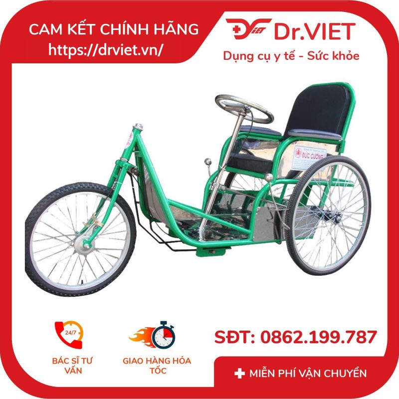 Xe Lắc Tay Sắt STD ngã nằm có mui Đức Cường DCL03