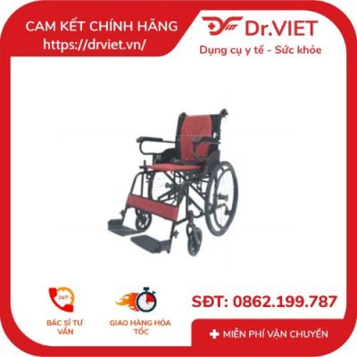 Xe lăn sắt sơn 2 bánh chống lật X-980L đỏ/xanh 10 Xe lăn