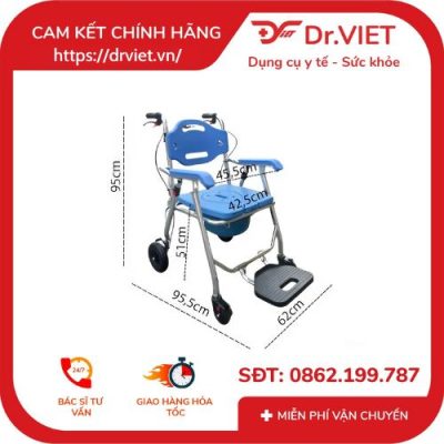 Ghế bô nhôm LUCASS C-301 - Ghế bô hỗ trợ người bệnh đi vệ sinh tại chỗ 12 ghế bô
