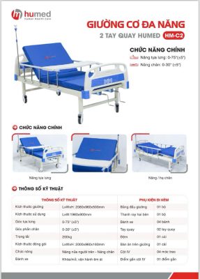 Giường bệnh nhân 2 tay quay cao cấp Humed HM-C2 11 Giường bệnh nhân 2 tay quay cao cấp Humed HM-C2