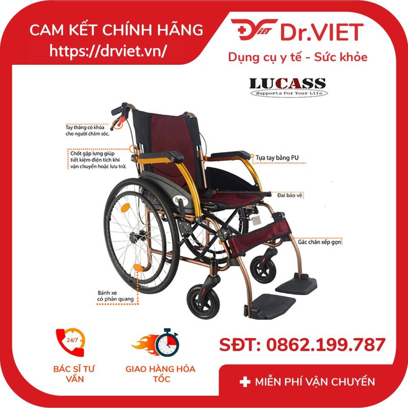 Alternative view of Xe lăn nhôm du lịch Lucass X-65