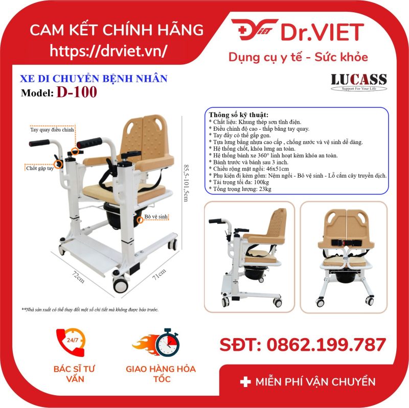 Xe Di Chuyển Bệnh Nhân Lucass D-100
